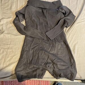 Forever 21 Off the Shoulder Sweater Jumpsuit Shorts Ribbed Medium